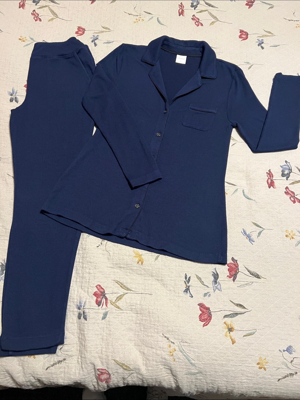Soma Brushed Cozy Navy Blue Long Sleeve Pajama Set